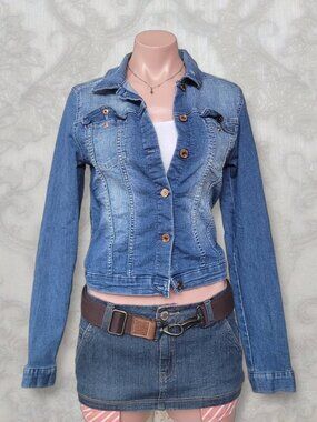 &Denim Light Wash Cropped Slim Denim Jacket (13-14 Yrs)